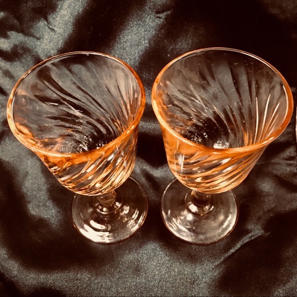 SOLD!⛔️VINTAGE 2 PINK SWIRL ROSALINE LIQUEUR GLASSES 🇫🇷 - Picture 3 of 8